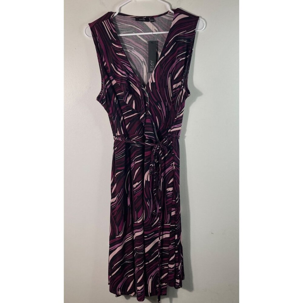Womens Apt 9 Aurora Asymmetrical Ruffle Wrap Dress XL NWT Burgundy Black
